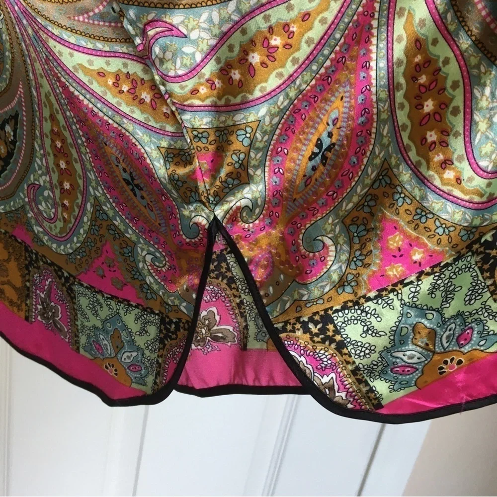 Tian Bao Gong silk tunic large oversized pink paisley floral Japanese brand - Picture 8 of 9